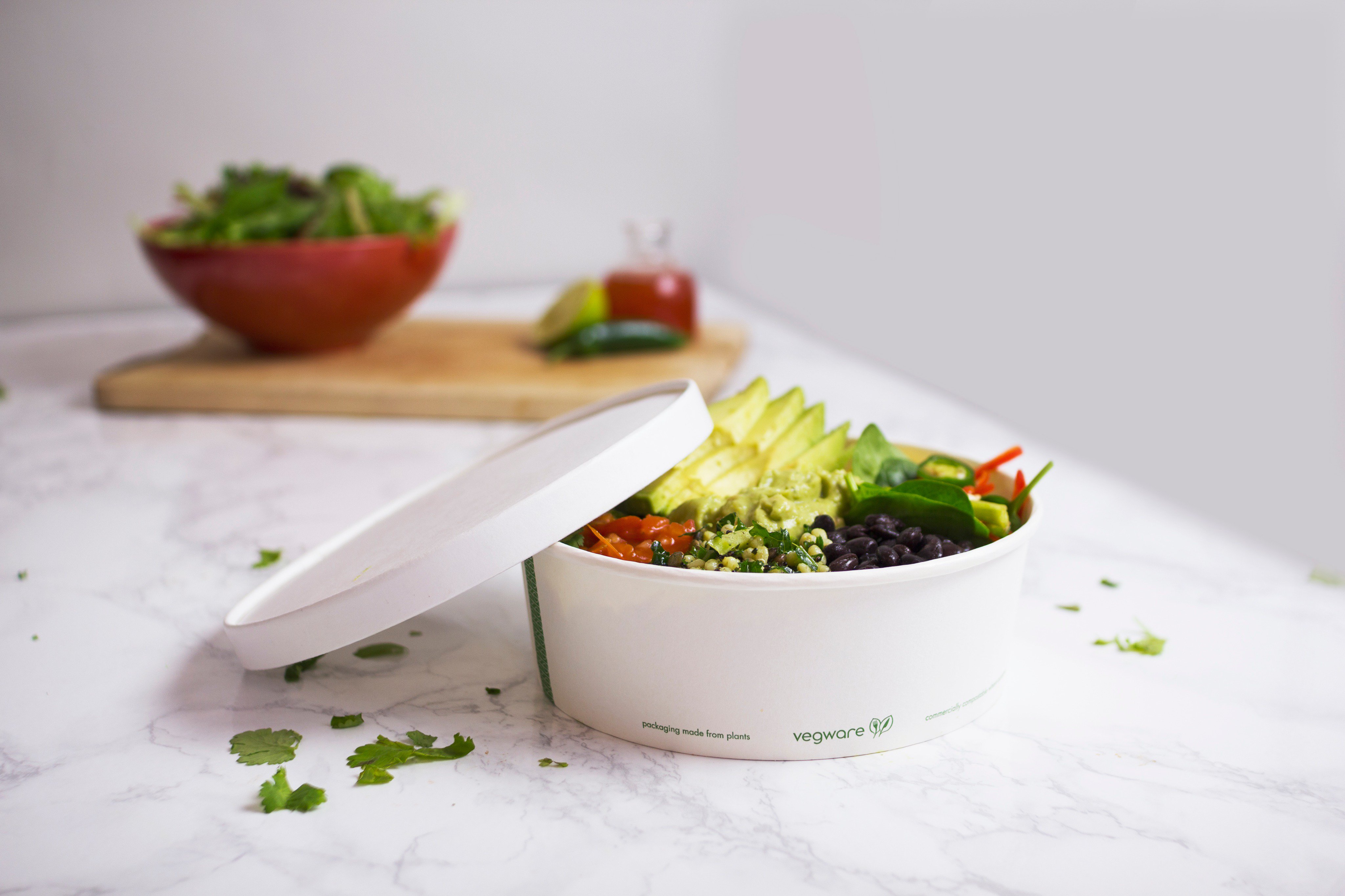 RSC-32 Vegware Bon Appetit Compostable 32-ounce Paper Food Bowls